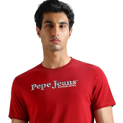 Pepe Jeans Men's Slim Fit T-Shirt (PM509820_Ruby RED