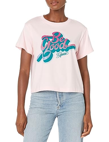 GUESS Women Pink Printed Round Neck T-Shirt
