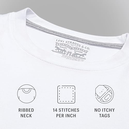 Levis' Men's Regular Fit 100% Cotton Round Neck Half Sleeve T Shirt with Solid Boxer Shorts Set (White/Denim Melange, M)