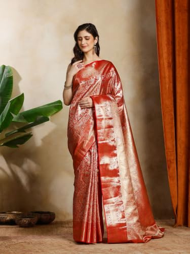 Meena Bazaar Women's Art Silk Saree | Elegant Designer Silk Saree | Soft Lightweight Traditional Ethnic Saree for Wedding, Festival, Party & Special Occasions