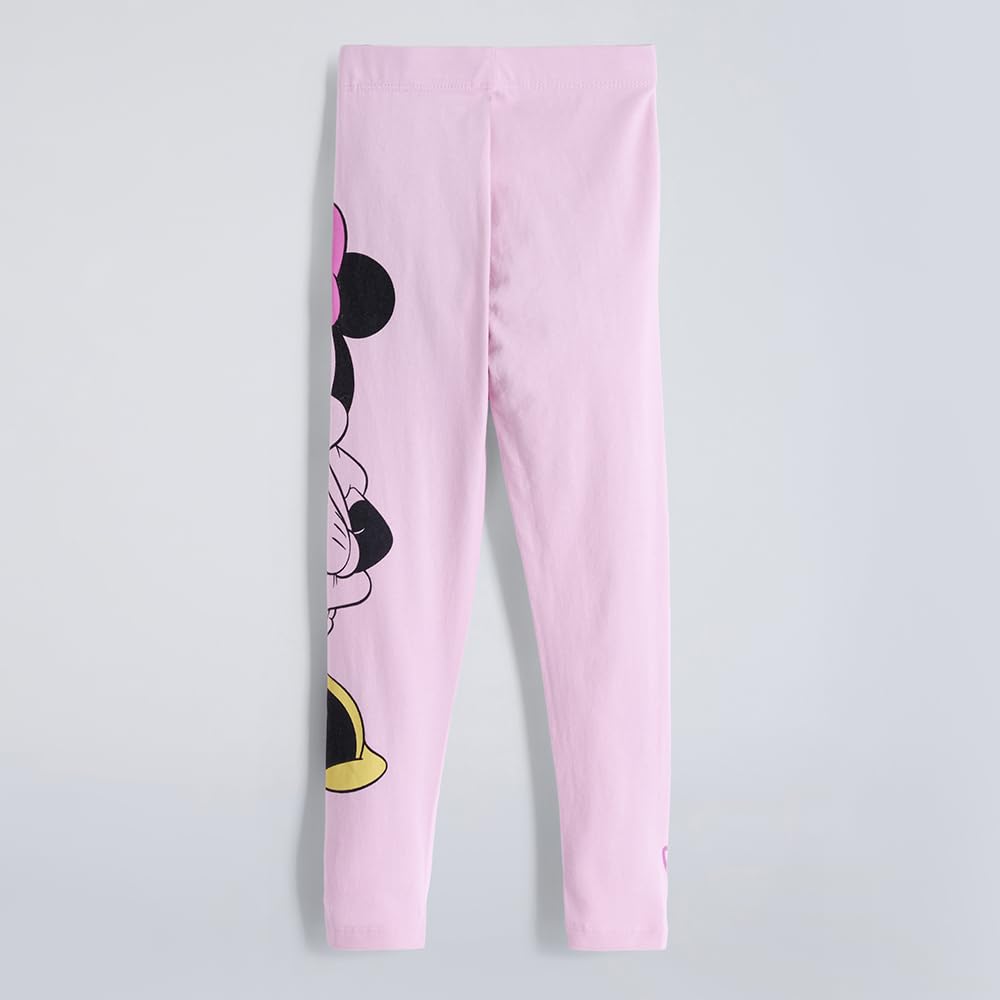 Hopscotch Girls Pink 2-Pack Mickey Mouse Skinny Fit Leggings (for Age - 7-8 Years)