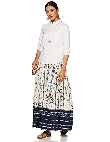 W for Woman Women's Maxi Skirt (17AU55290-50111_White_WS_White_S)