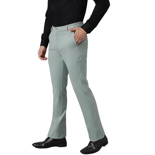 SUBTRACT Men 4 Way Stretch Wrinkle Free Slim Fit Formal Trouser in Mintgreen with 2 Inch Flexible Waistband | Men's Trousers for Office Or Party (Mintgreen,34)