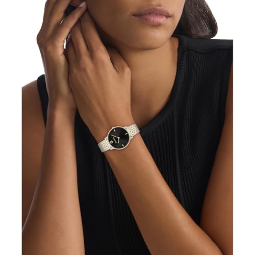 Calvin Klein Luxe Qtz Basic Slim Black Round Dial Gold Bracelet Watch for Women- 25100171
