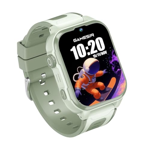 GameSir Safeguard Kids Smart Watch 5G/4G with SIM Calling, 800mAh Battery, GPS Tracker, SOS Alerts, Video Calling, Face Unlock, Voice Chat, Games, IP67 Waterproof (Olive Green)