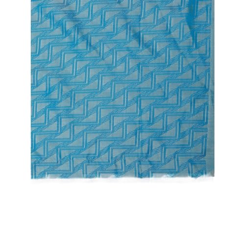 Kalyan Silks Women's Blue Silver Zig Zak Desigen Semi Silks Saree With Temple Border With Zari Blue Blouse