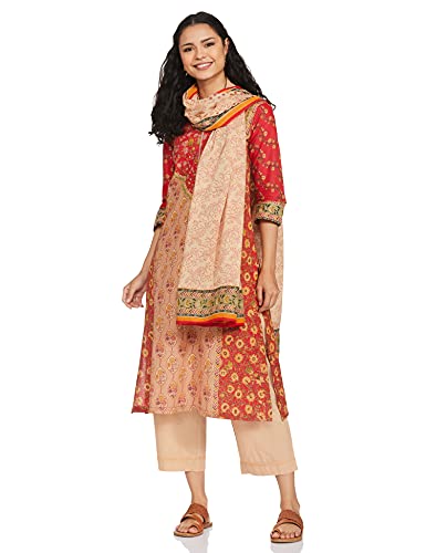 BIBA WOMEN PRINTED NARROW SALWAR KURTA DUPATTA(SKDCHARMING7477_RED_34)