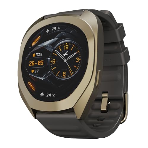 Fastrack Cosmix 1.32" AMOLED Display Metal Case Smart Watch with Heart Rate Monitor,AI Watchface & Chat,Push Button Interactions,BT Calling,IP68 Water Resistant Upto 5 Days Battery Life -Granite Grey