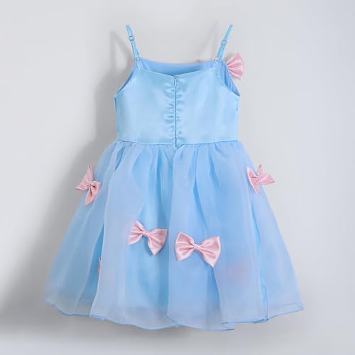 Hopscotch Girls Bow Applique Dress with Headband in Blue Color for Age (2-3 Years)