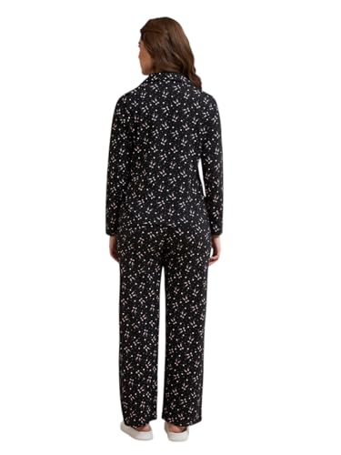 Amante Black Printed Cotton Women Nightsuit