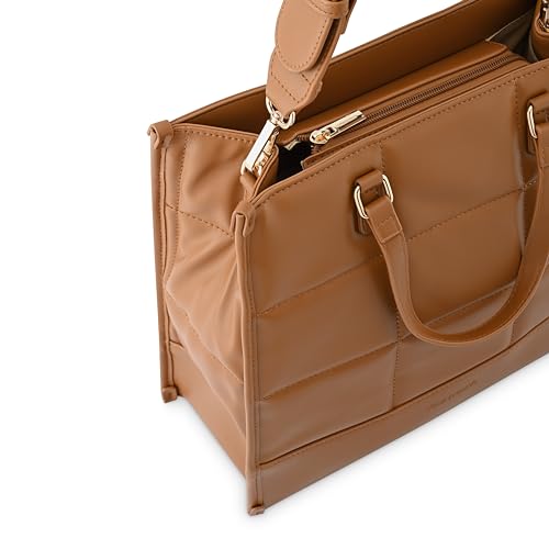 Fastrack PU Zipper Closure Women's Satchel Bag (Brown, LARGE)