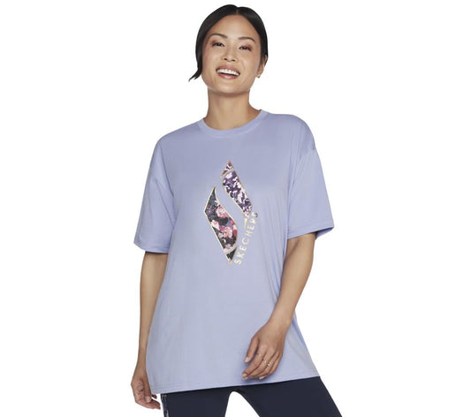 Skechers Women's Solid Regular T-Shirt (WTS351A-LVLP_Lavender/LT Pink S)