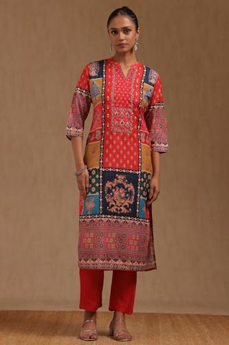 Soch Womens Multicolour Muslin Ethnic Motifs Suit Set With Beads