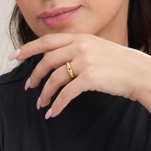 PALMONAS Gold-Plated Gold-Toned Stone Studded Ring(Size-6) | Gifts For Girlfriend | Gift For Women & Girls