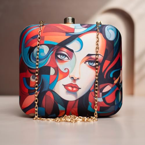 Artklim Multipattern Women Portrait Printed Clutch