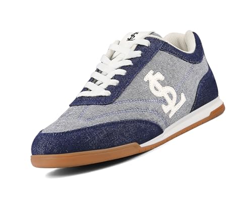 LOUIS STITCH Women’s Navy Blue Casual Lightweight Denim Sneakers | Ortholite Cushioned Comfort | Dual-Color TPR Sole | Lightweight & Comfortable Casual Lace-Up Shoes | LSD-SNK-DNM-NBU | UK-3