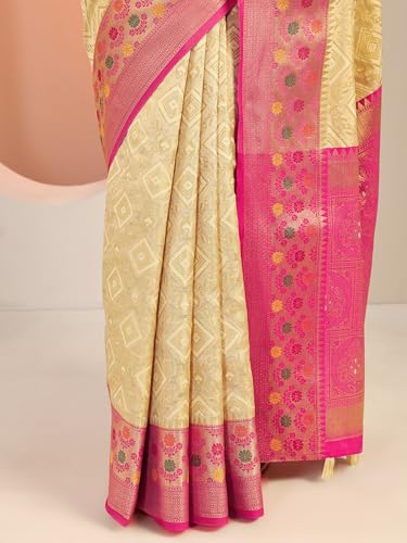Libas Womens Woven Design Silk Blend Saree With Blouse Piece