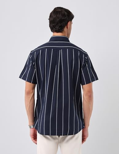 U.S.Polo Association Men's Vertical Striped 135Th Shirt (USSHT3128H_Navy_39)