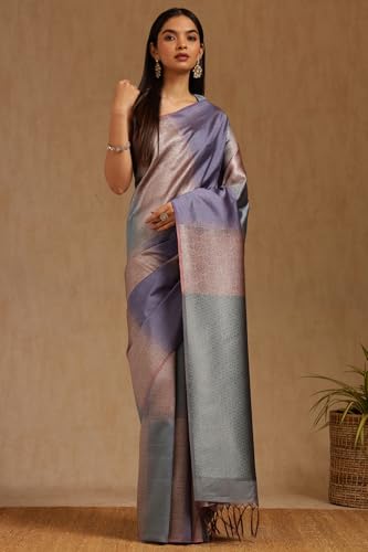 Soch Womens Multicolour Tussar Woven Design Saree