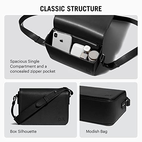 DailyObjects Black Sol Box Sling Crossbody Bag for Women, Girls | Durable Vegan Leather | Stylish Ladies Wallet Purse|Shoulder Handbag | Magnetic Flap Closure & Adjustable Wide Strap