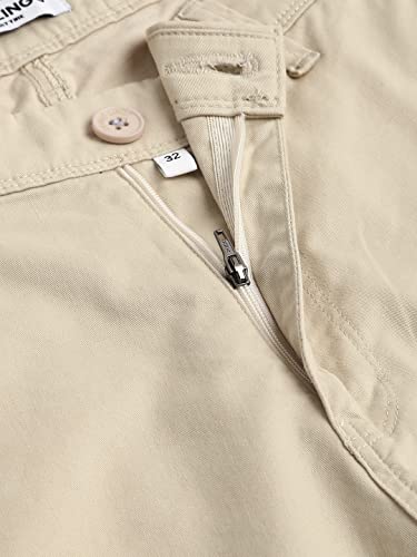 Dennis Lingo Mens Cream Slim Fit Mid Rise Casual Cotton Shorts (B901_Cream_28)