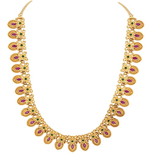 Peora Gold Plated Floral Designer Indian Traditional Necklace Earring Jewellery Set for Women Girls