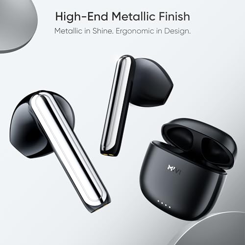 Mivi DuoPods i1 True Wireless Earbuds, 45+ Hrs Playtime, HD Call Clarity, Fast Charging, Type C, 13mm Bass Drivers, IPX 4.0 Sweat Proof, BT v5.3, Made in India Earbuds