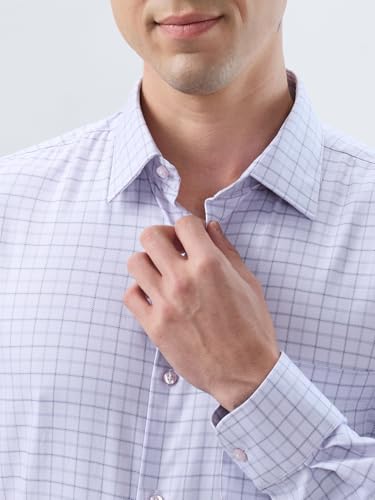 Raymond Men Contemporary Fit Structure Pattern Pure Cotton Semi Cutaway Collar Full Sleeve Formal Shirt Grey