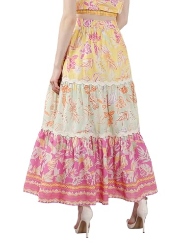 VERO MODA Women's Flared High Rise Multicolor Skirt