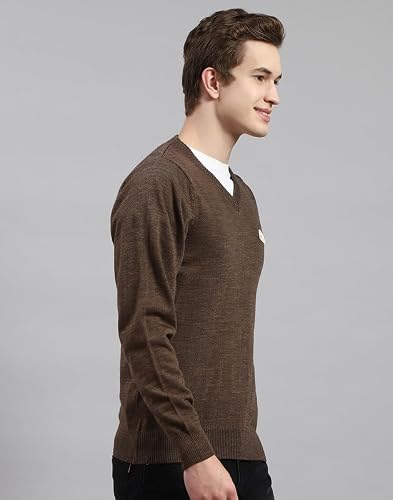 Monte Carlo Brown Multi Solid V Neck Pullover