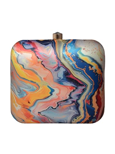 Multicolor Flow Art Printed Clutch