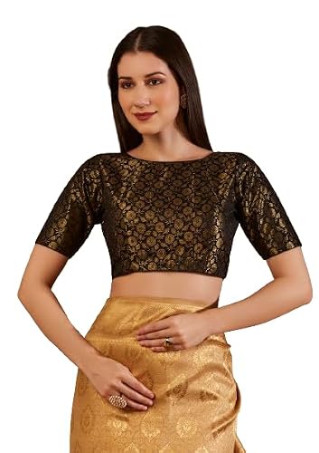 SALWAR STUDIO Black Brocade Woven Design Blouse_RF-0100-BLCK-34