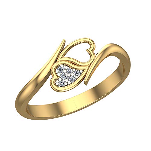DISHIS 14k Yellow Gold Diamond Ring for Women-Size 13