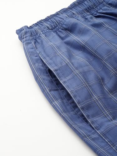 English Navy Men Checked Relaxed Fit Night Suit Blue Size 42, Comfortable Relaxed fit for Lounging, Perfect for Bedtime and Home wear, Gentle on Skin for All Night Comfort