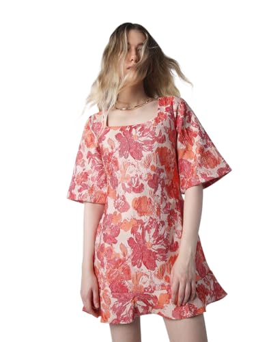 ONLY Women's Floral Print Fit and Flare Multicolor Dress
