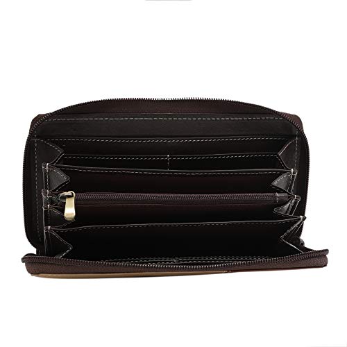 Calfnero Women's Genuine Leather wallet-Long Purse Wallet with Multiple Card Slots, Zip Pocket and Note Compartment (Brown -Multi)