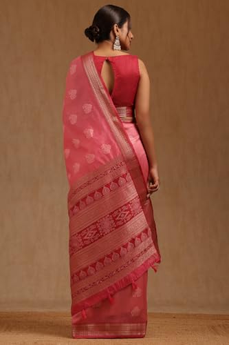 Soch Womens Blush Pink Tussar Woven Design Saree
