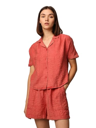 ONLY Women Regular Fit Red Shirt