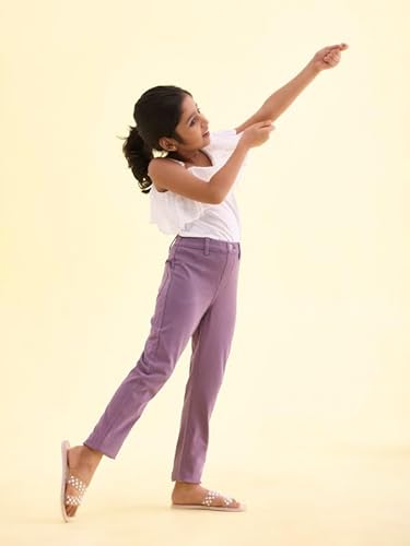 GO COLORS Girls Solid Dusty Voilet Super Stretch Jeggings