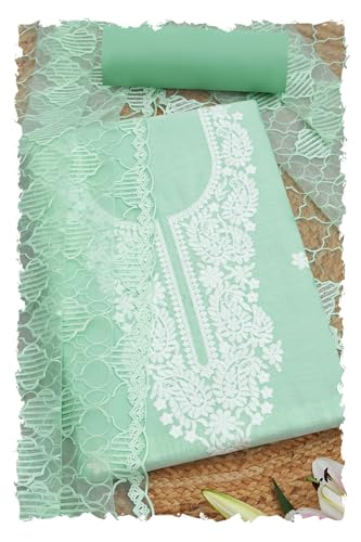 Soch Womens Turquoise Blue Chanderi Embroidered Unstitch Dress Material With Thread Work