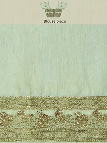 MOHEY Women's Saree, Suitable for Party, Anniversary & Wedding Sari for Women, All Over Jaal, Bordered Art Silk (Green)