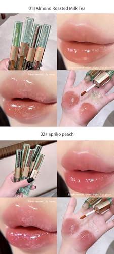 Cappuvini Forest Secret Double Headed Lip Glaze | Water Light Single-Coated Formula | Long Stay Waterproof Lips Care | Longlasting Shades Light Pink Nude Red-Brown | Moisturizing Lip Blam with Glossy High Shine Finish | Cute Floral Packaging for Teen Girl