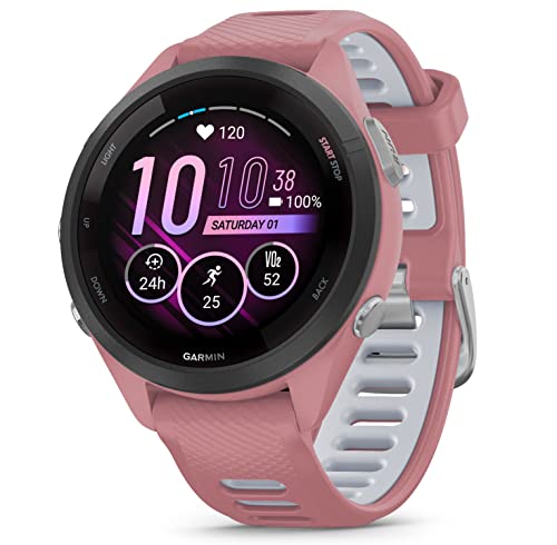 Wearable4U Garmin Forerunner 265S Music GPS Running 42 mm Smartwatch, Pink with AMOLED 1.1in Touchscreen Display E-Bank Bundle, Pink +E-bank