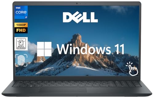 Dell Business Laptop, 15.6" FHD Touchscreen Laptop Computer, 10-Core Intel Core i7-1355U, 16GB RAM 1TB SSD, Windows 11, Backlit KB, Fingerprint Reader, Numeric Keypad, SD Card Reader, HDMI, Black
