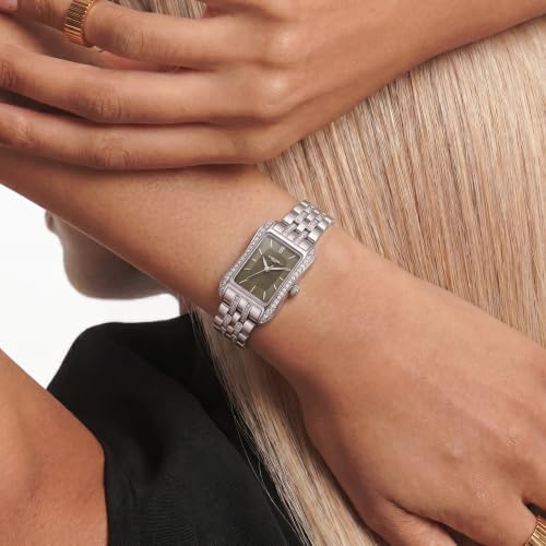 Carlton London Women's Watch Vivienne Olive Green Rectangle Dial CLVVSGRN | Olive Green Dial | Rectangle Dial Shape | Silver Stainless Steel Bracelet | Quartz Movement