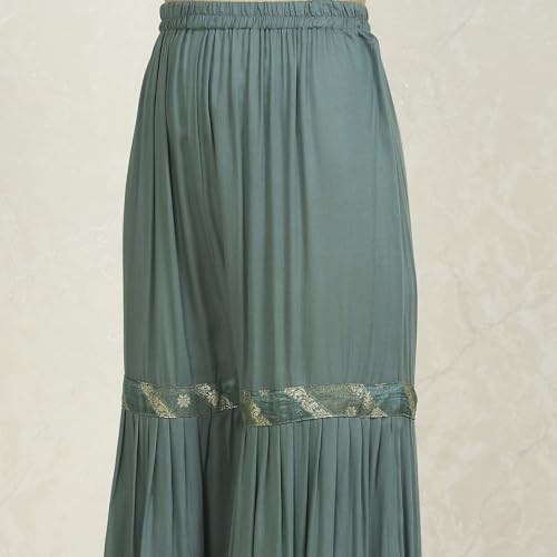 Biba Women's Teal Art Silk Woven Unstitched Suit Set