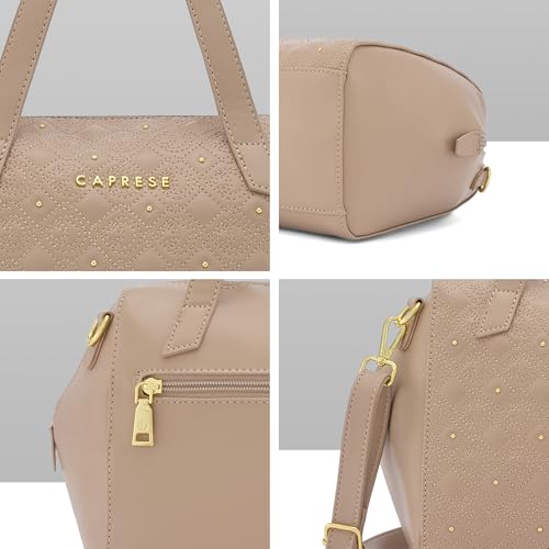 Caprese Rain Medium Satchel Bag for Women with Adjustable & Detachable Strap | Versatile Shoulder, Crossbody & Handheld Bag with Multi-Compartments for Work and Travel (Mocha Mousse)