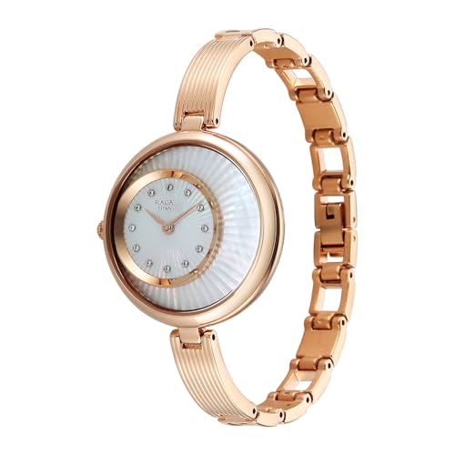 Titan Raga Power Pearls 2.0 with Quartz Analog Mother of Pearl Dial Rose Gold Brass Strap Watch for Women - 95224WM02F