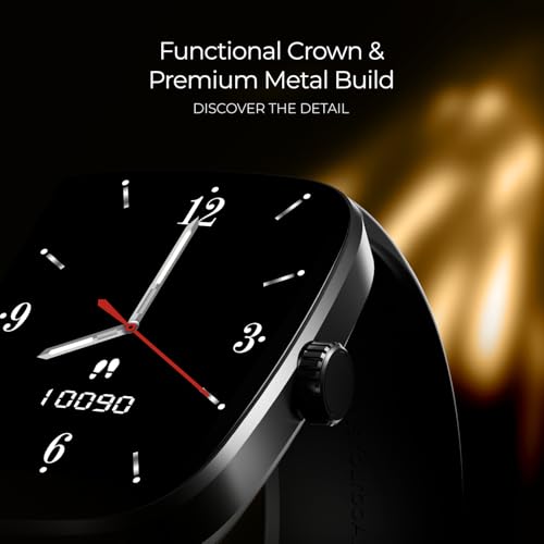 boAt Ultima Regal w/ 2.01”(5.10 cm) Crystal-Clear AMOLED Display, 1000 NITS Brightness,Premium Metal Body, Functional Crown, 100+ Sports Modes, Fitness Smart Watch for Men & Women (Active Black)