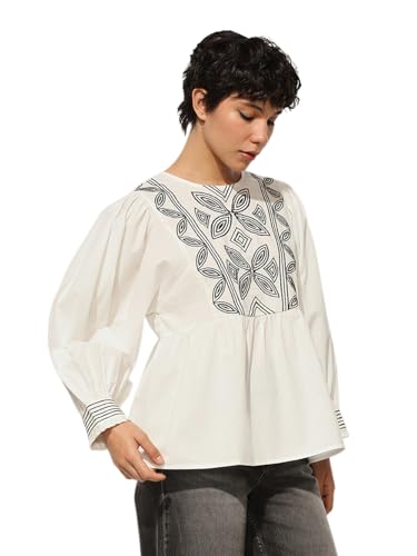 ONLY Women's Fit and Flare White Top